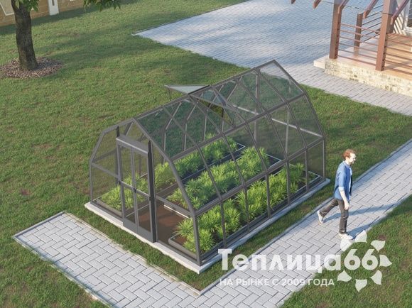 Теплица Рада Исеть под стекло 3х4 метра, графитовая