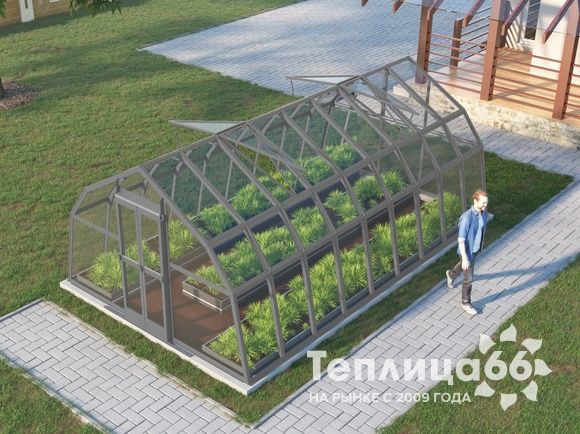 Теплица Рада Дунай под стекло, 3,5х6 метра, графитовая