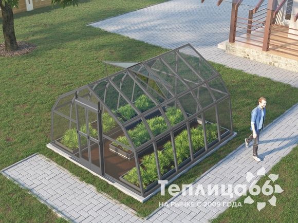 Теплица Рада Дунай под стекло, 3,5х4 метра, графитовая