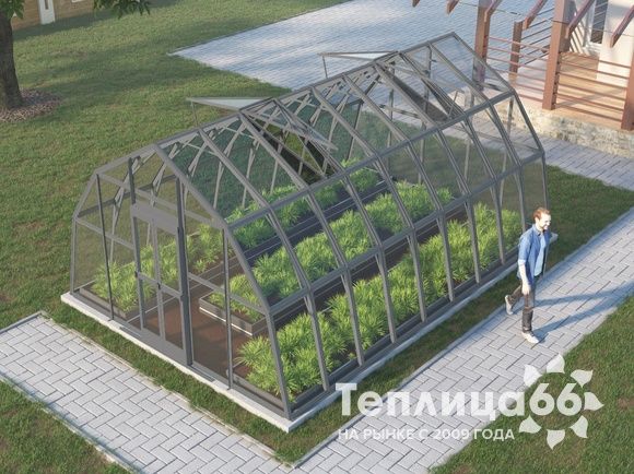 Теплица Рада Енисей под стекло, 4х6 метров, графитовая